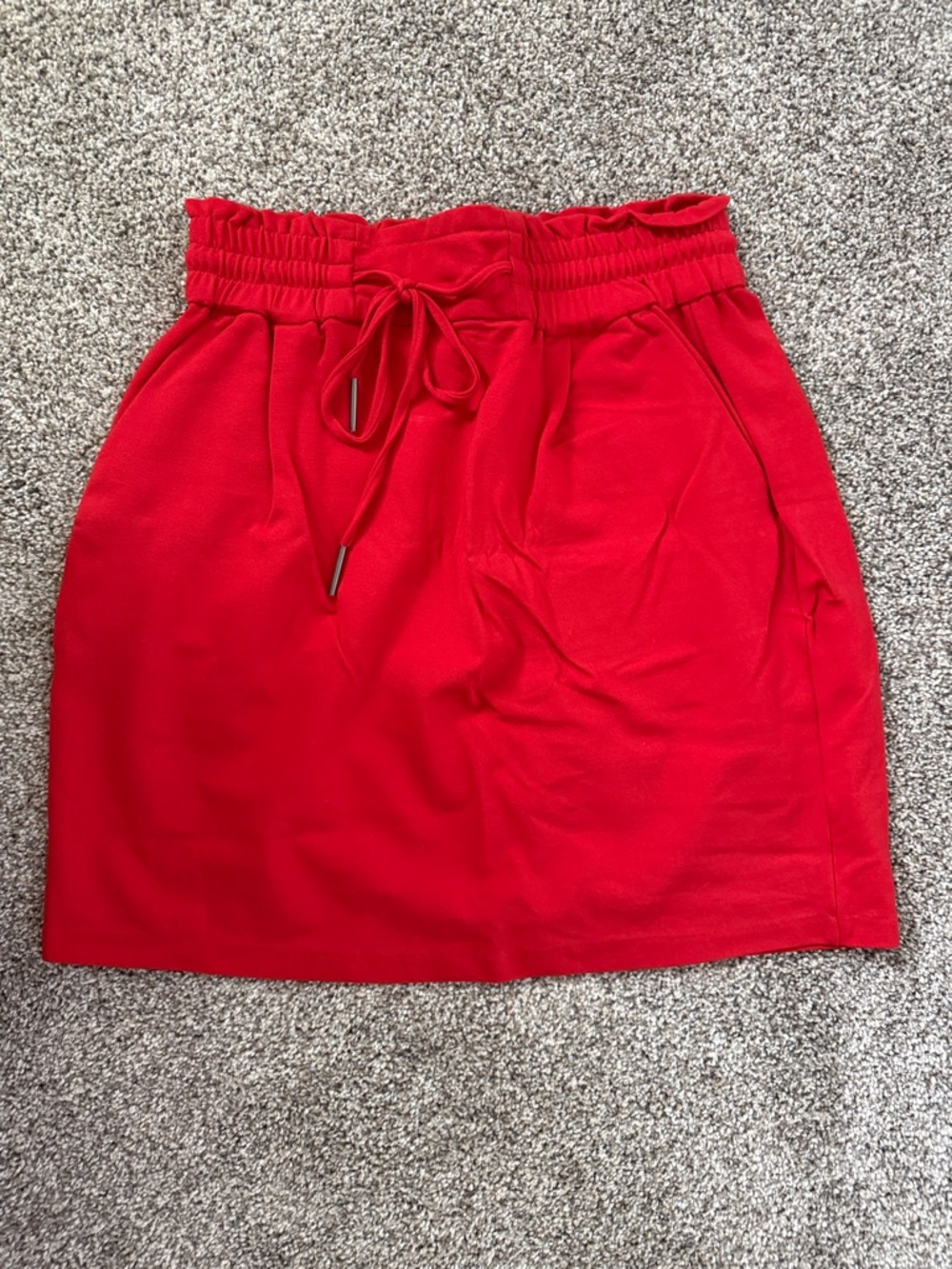 Vero Moda Bright Red Paperbag Waist Drawstring Mini Skirt